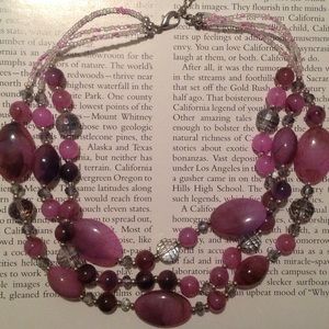 Cute Layered Purple Beaded Necklace